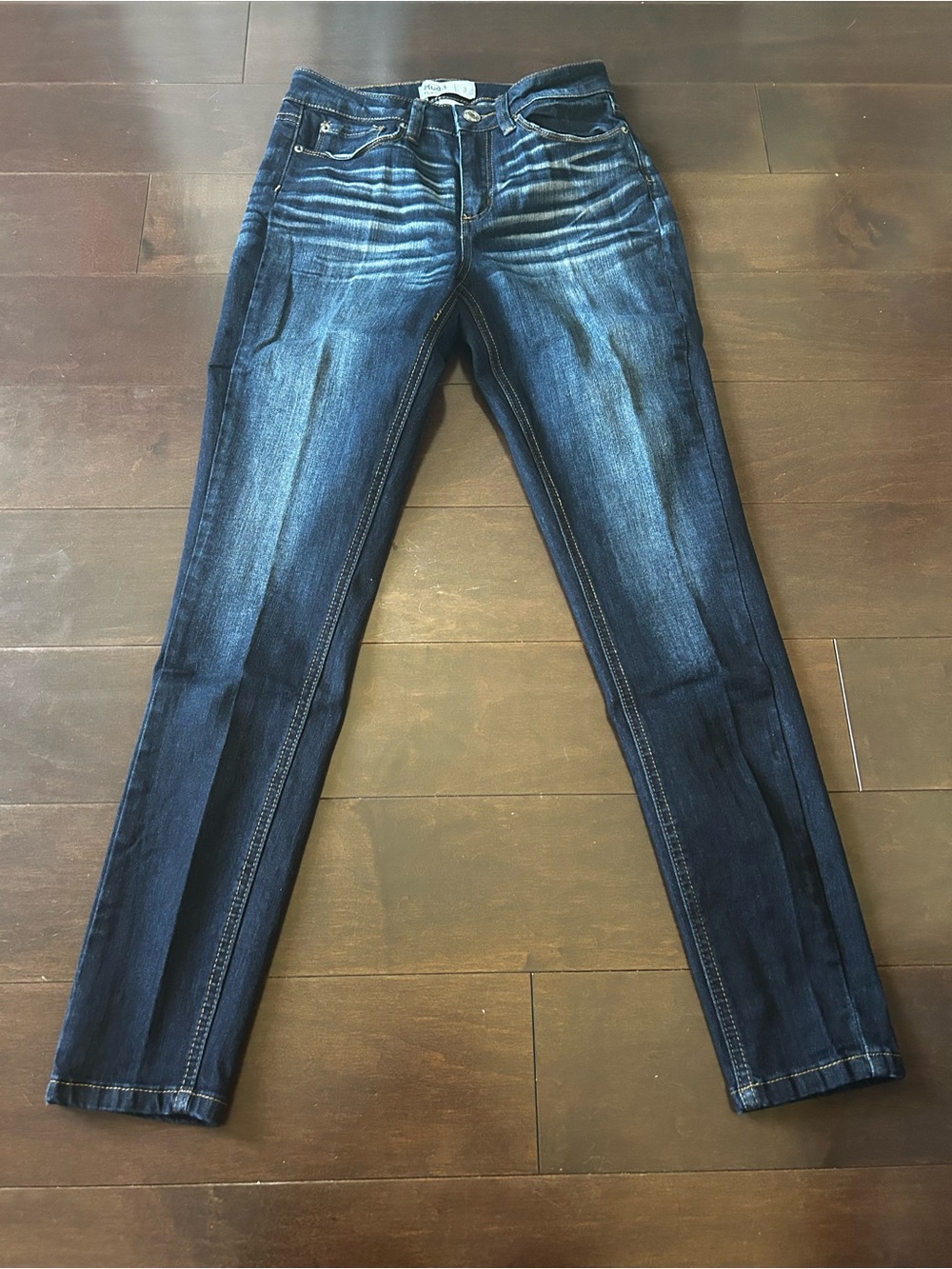 Mudd Women's Dark Blue Skinny Jeans with Subtle Whiskering